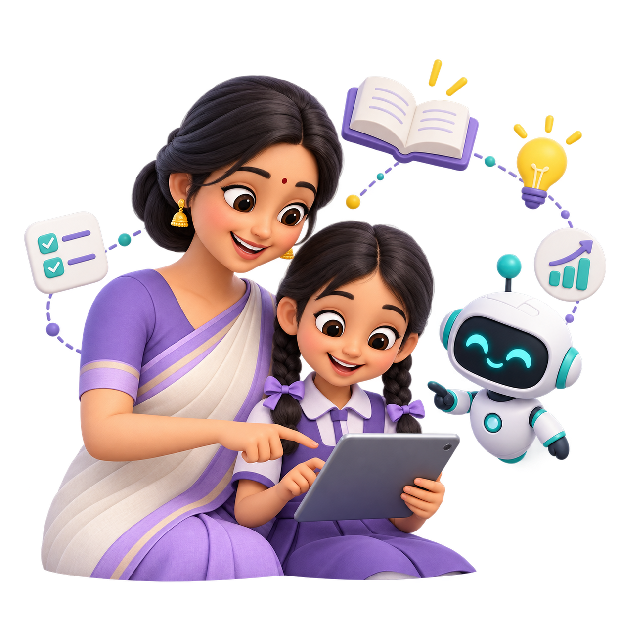 Teacher and student exploring adaptive lessons with an AI tutor