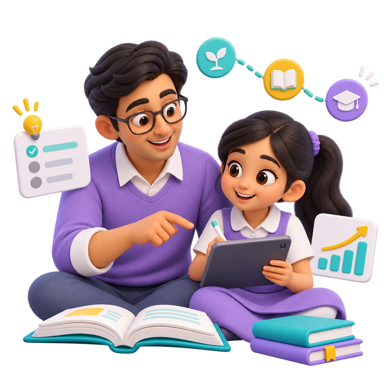 Teacher guiding a student through a personalized learning path